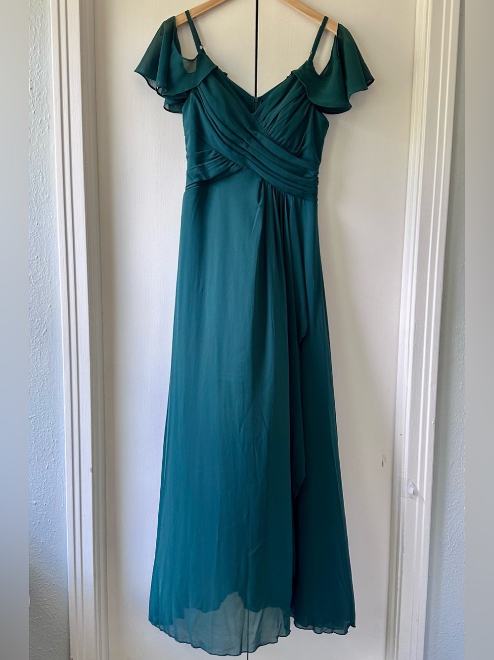 Teal Off-Shoulder Formal Dress